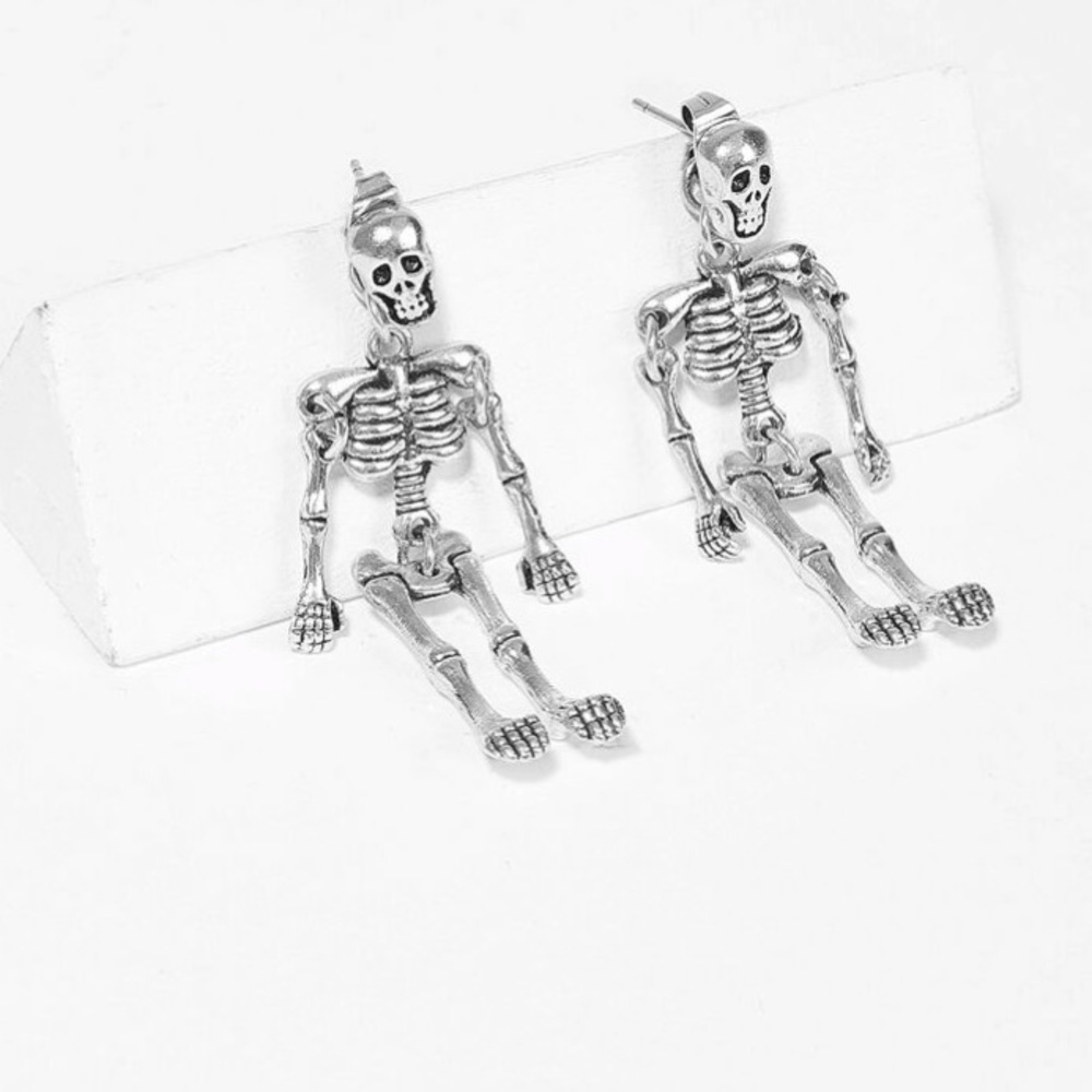 Skeleton Shaped Drop Earrings:
